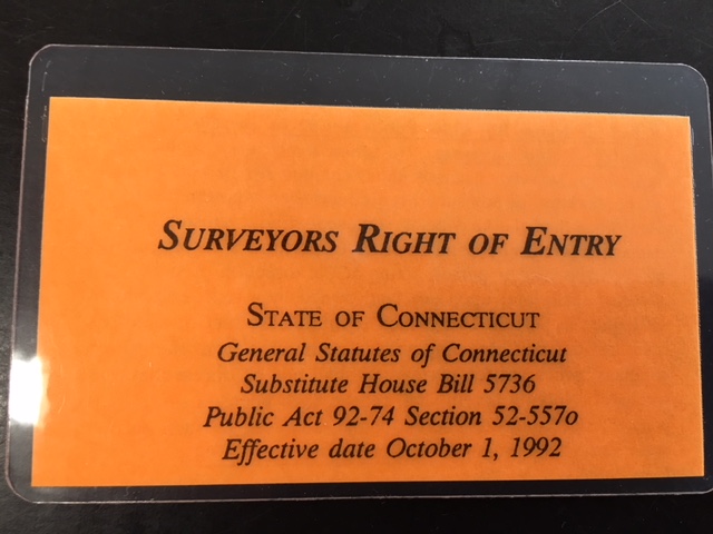 Surveyor’s Right Of Entry card (Laminated) | CT Association of Land ...